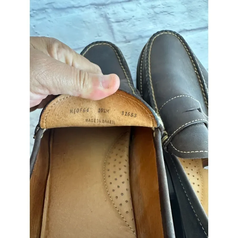 Crown Men's Handsewn brown Leather Penny Loafer size 10.5